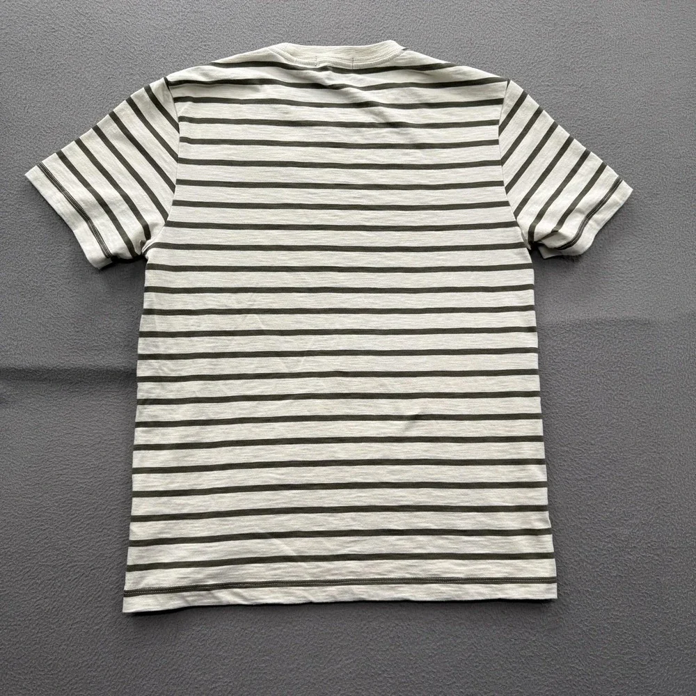 True Religion Shirt Mens Medium White Striped Logo Box Crewneck‎ T-Shirt Tee